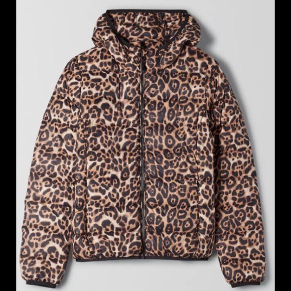 TNA Aritzia The Little Puff Leopard Lightweight Duck Down Packable Jacket Small - Picture 1 of 5
